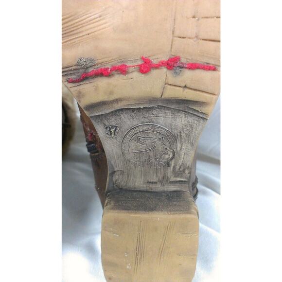 Pakros Distressed Leather Sherpa Trim Mukluk Boots Brown Sz EU 37 (US 7M) - Picture 9 of 9